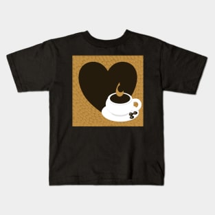 A heart with copy space and a cup with coffee beans Kids T-Shirt